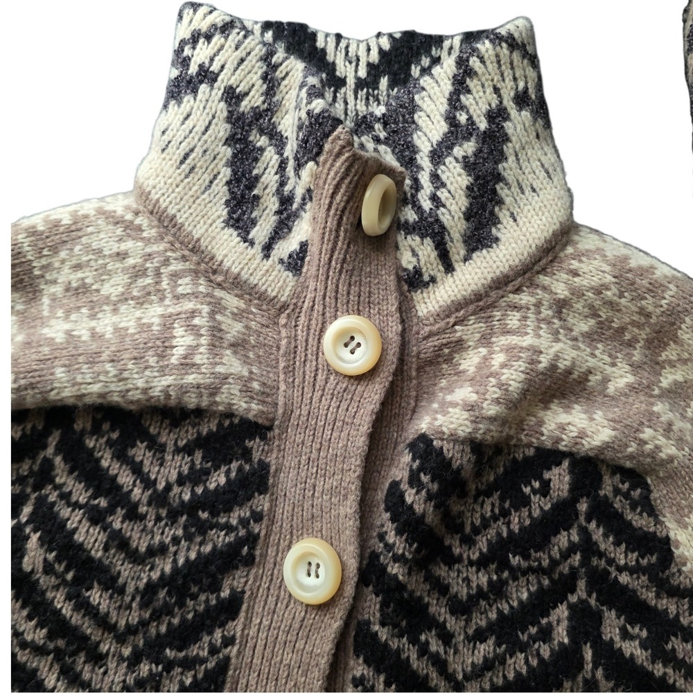 Free People Fair Isle nordic wool blend Turtleneck chunky Button Sweater Size L - Picture 5 of 11